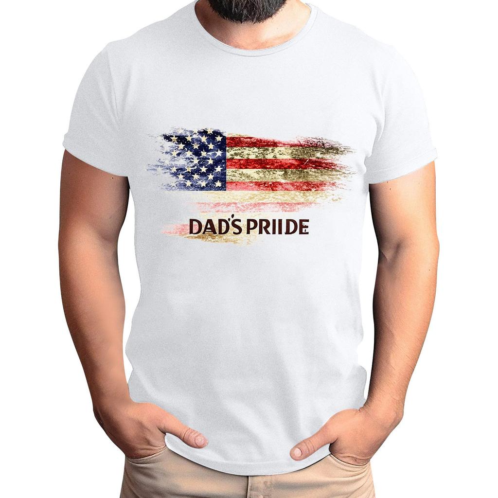 Men's Father's Day Flag Printed T-Shirt Men's Loose Casual Short Sleeve Top