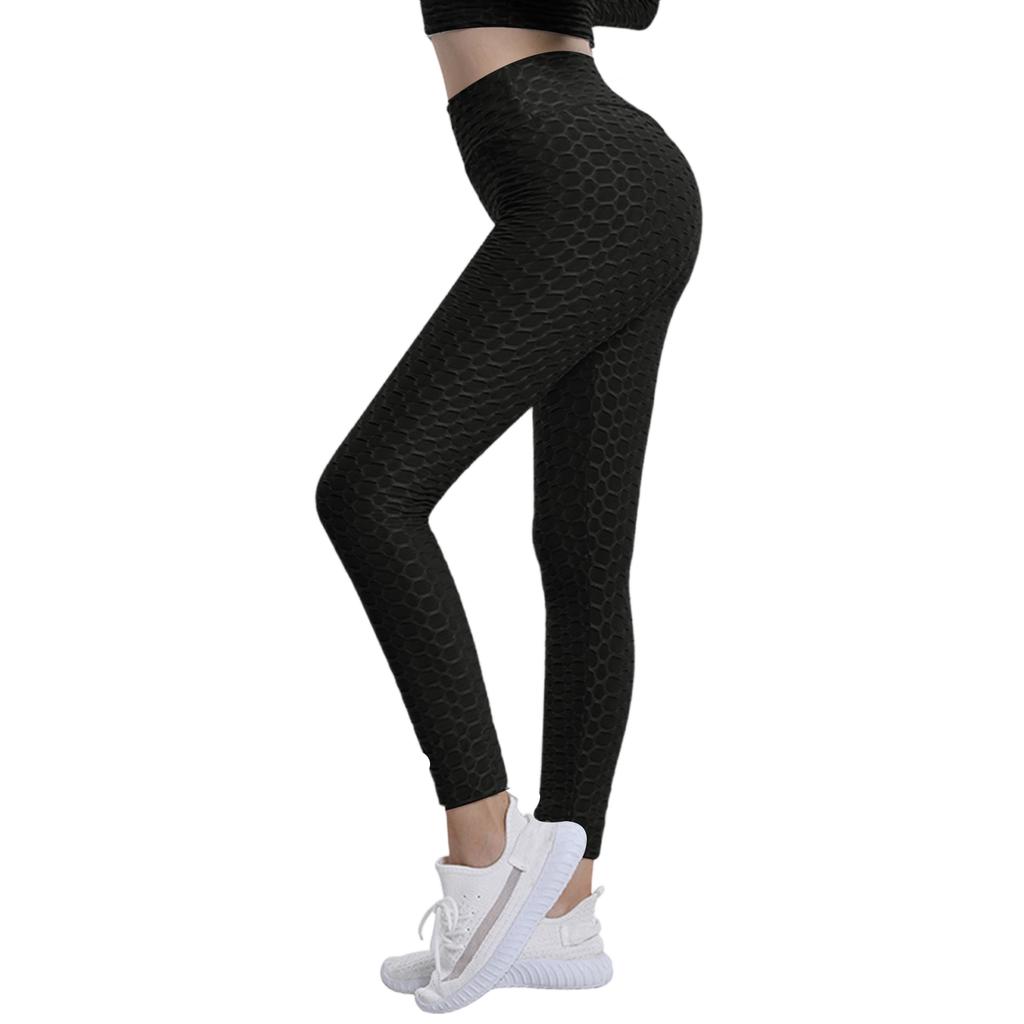 Women's Fashion Jacquarded High Elastic Sports Bodybuilding Cropped Pants Fitness Solided Color High Waist Hip Leggings