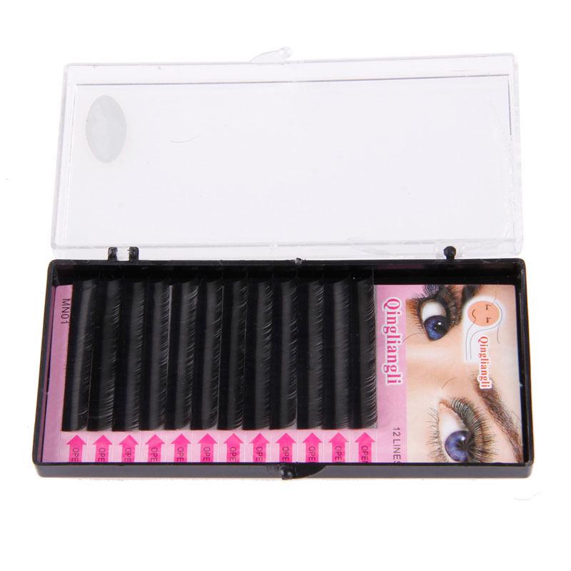 

3D Volume Individual Blink Tray Lash 0.1mm C Curl False Eyelash Extension 12mm(0.1C) чорний