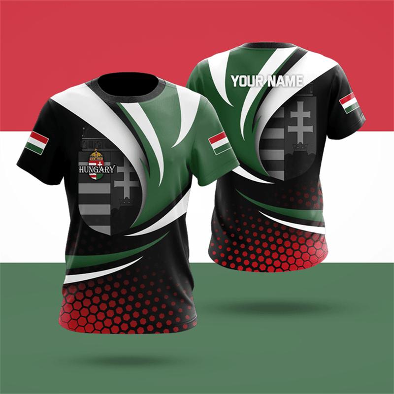 Maďarsko Národní znak Vlajka 3D Pánské tričko Letní Cool Ležérní Kulatý výstřih Krátký rukáv Prodyšné Sportovní Tílka do posilovny Venkovní dresy