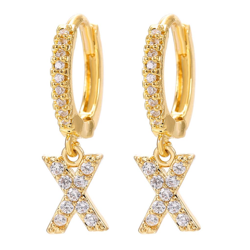 A Pair Of Zircon Earrings With Letters