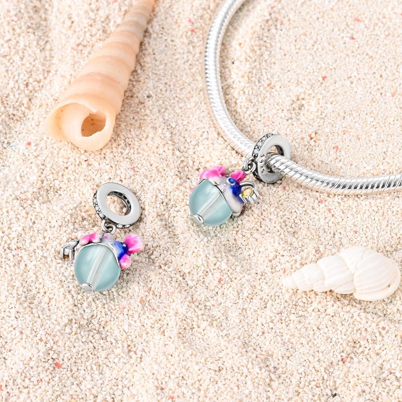 Authentic Charm Bead Charms copper Plated Dreamy Colorful Luminous Fish Pendants Compatible With Bracelets Ideal For Women Jewellery Making Gifts