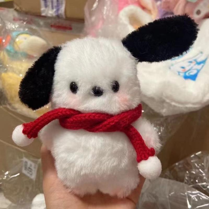 Kawaii Sanrioed Anime Cartoon Series Pochacco Cute Soft Plush Keychain