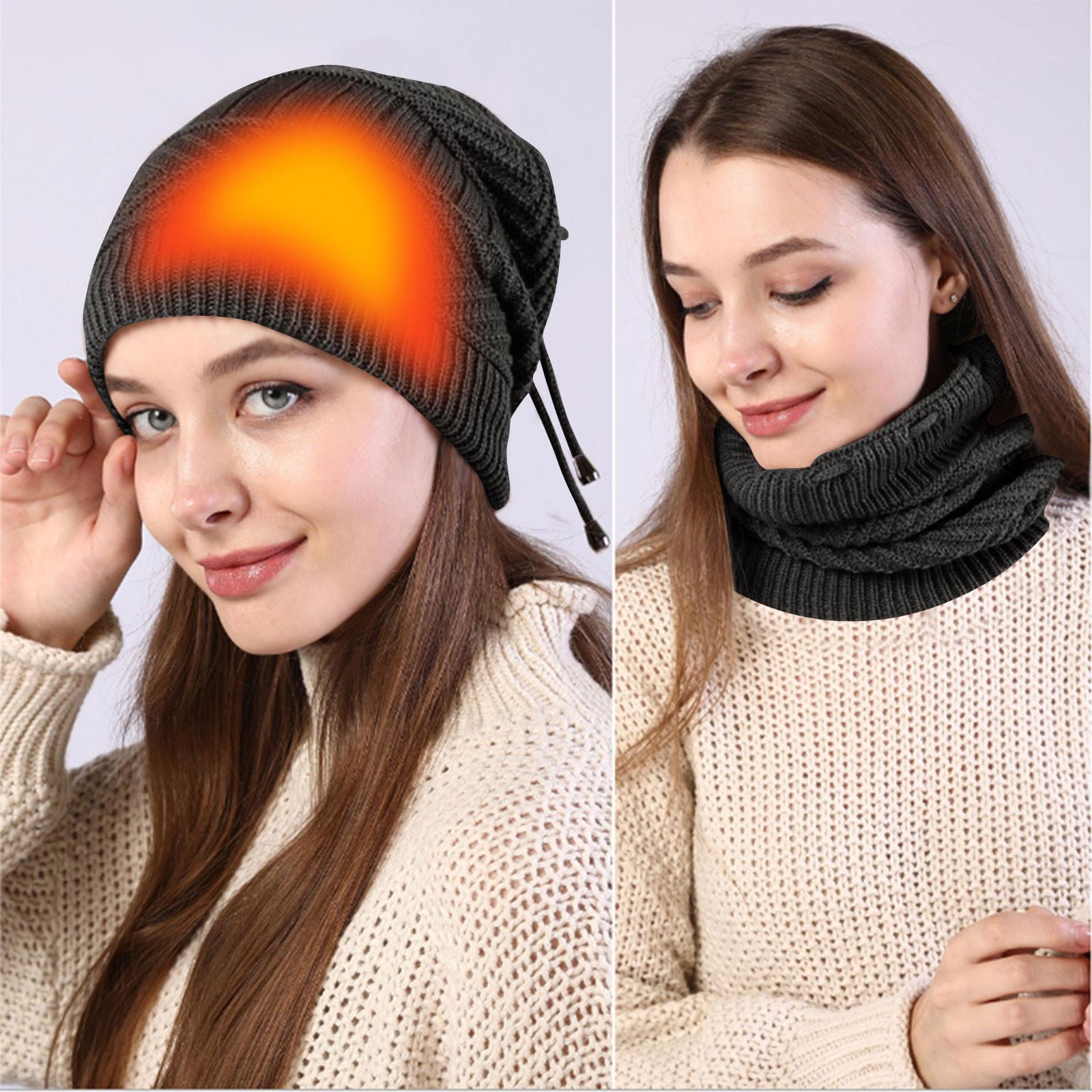 

USB электрическое отопление нагревательная шапка уличная вязаная шапка двойного назначения осенне-зимняя шапка нагрудник One Size