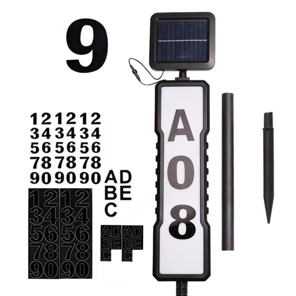 360-Degree Solar Address Sign Auto Illuminates LED House Number Sign  Night Lighting