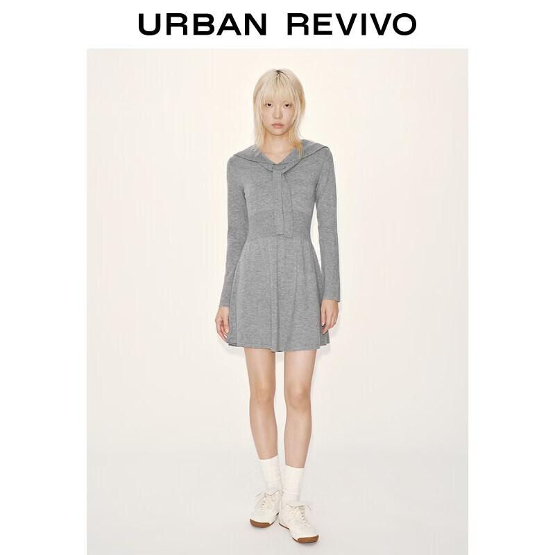 UR Women s Autumn Casual Knit Tie-Waist Mini Dress XS