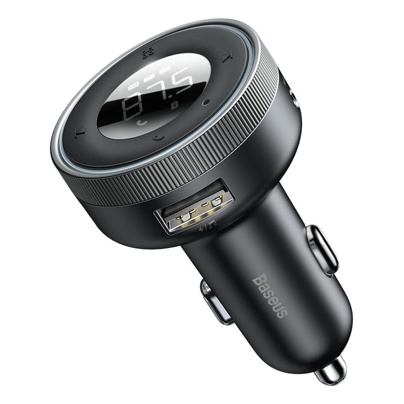 Baseus FM-передатчик для автомобиля, беспроводной Bluetooth 5.0, FM-модулятор радио с AUX, USB-быстрое зарядное устройство, Автомобильный комплект HandsFree, Аудио MP3-плеер чёрный