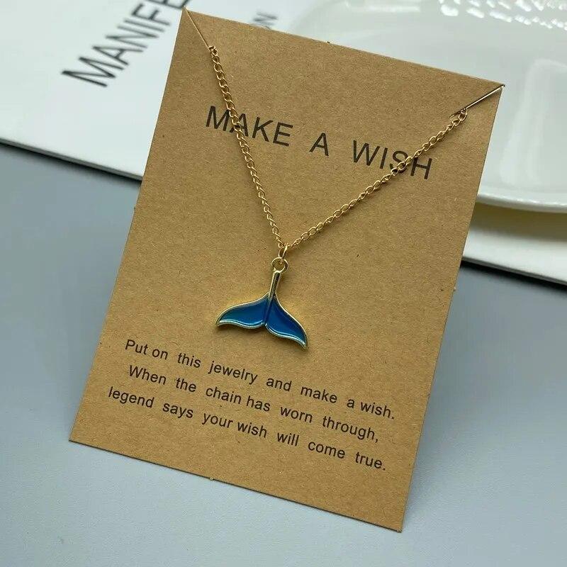 Ny Design Dyr Dame Halskjede Mote Hvalhale Fisk Nautisk Sjarm Havfruehaler Halskjeder Smykker Gave Krage Halskjede