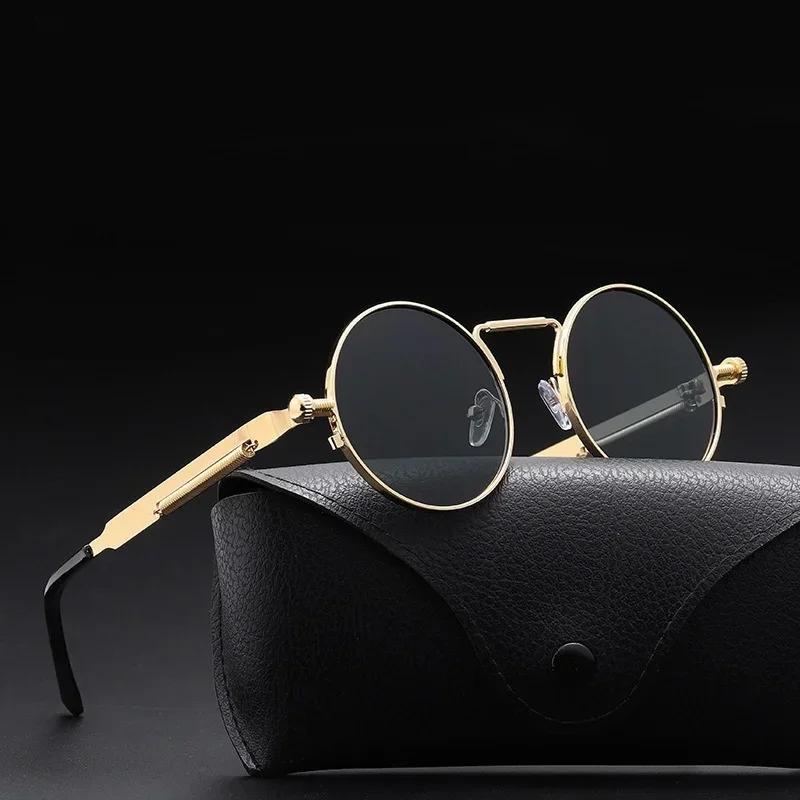 Vintage Men Sunglasses Women Retro Punk Round Metal Frame Colorful Lens Sun Glasses Fashion Eyewear  mujer