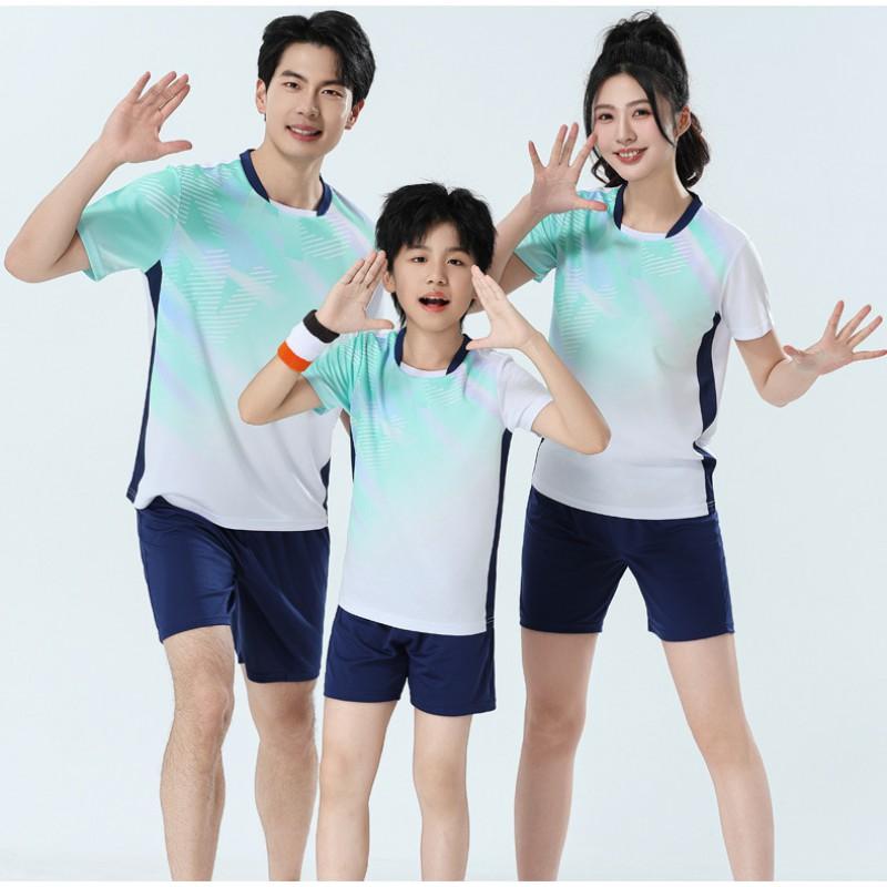 Breathable Perforated Mesh Badminton Training Set Short Sleeve Sportswear Men Women Adults