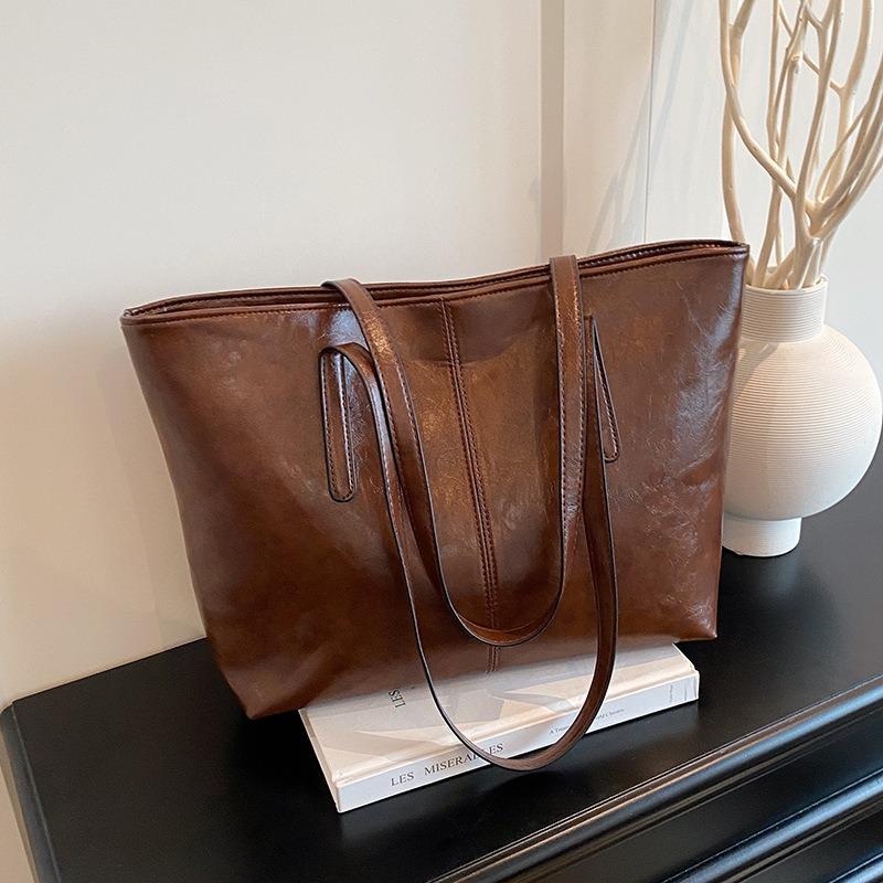 Autumn commuter fashion women's bags, new versatile pu tote bags, textured large-capacity women's shoulder bags