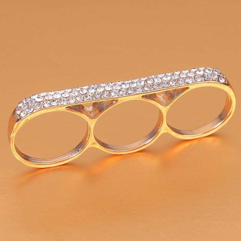 Three Fingers Knuckle Duster Ring Minimalist Stainless Steel Bar Ring