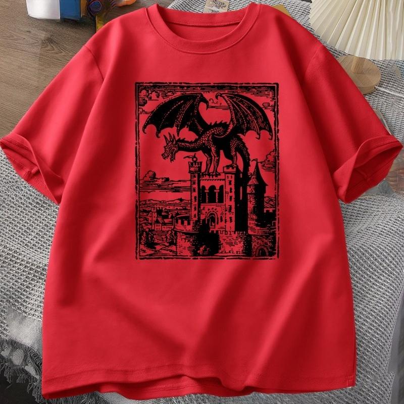 Dragon Vintage Dark Graphic T Shirt 90s Retro Y2k Tshirt Print Oversized Tshirt Women Unisex Short Sleeve Loose Casual Tee Shirt