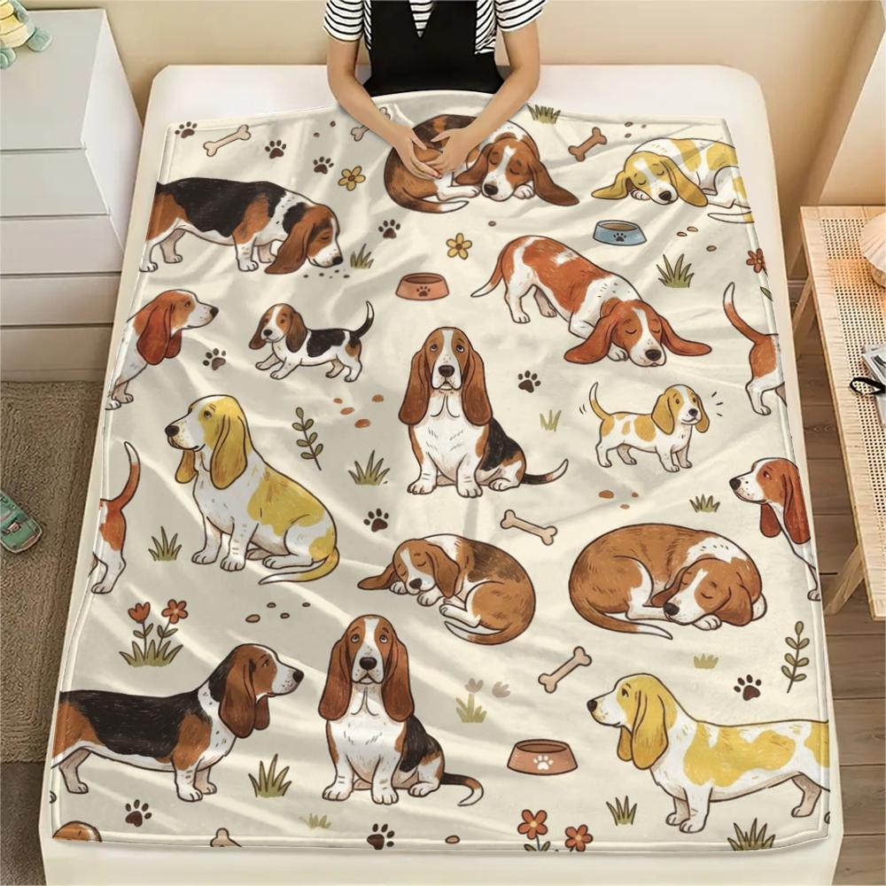 1PC Cute Dog Print Flannel Blanket, High Quality All Seasons, Home Decor, Warmth and Comfort, Perfect for Christmas Gifts