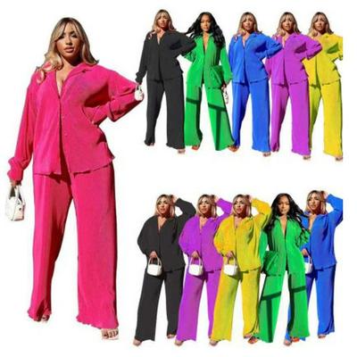 Multi-Color Pleated Loose-Fit Sexy Casual Suit for Women