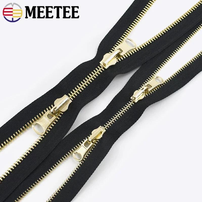 Meetee 5# 8# 70-100cm Open-End Rotary Metal Zipper Slider Double Sided Reversible Zippers Jacket Sewing Zip Repair Accessories