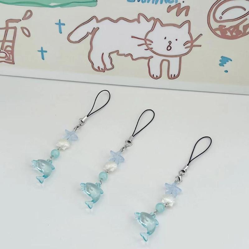 Fashionable Bag Pendant Beaded Keychain Keyring Dolphin Phone Charm Elegant Gift Perfect Accessory for Any Occasion