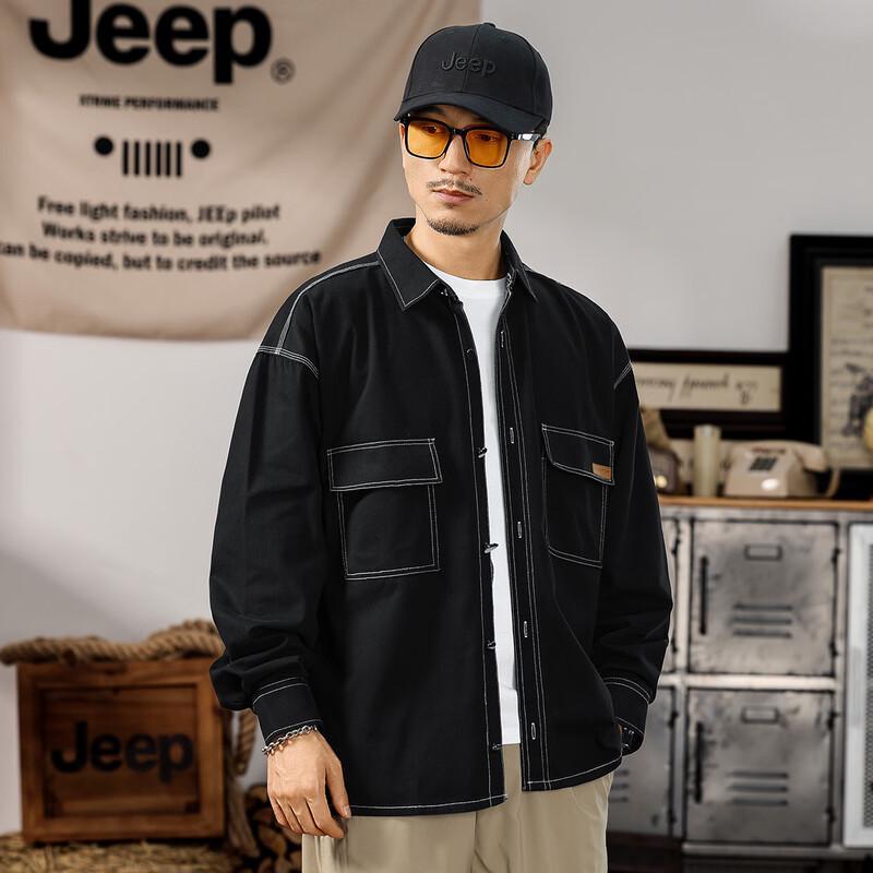 JEEP Men s 100% Cotton Denim Double Pocket Shirt XL
