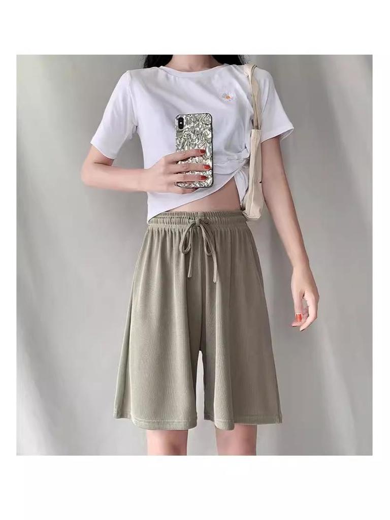 High-Waist Women's Summer Ice Silk Shorts
