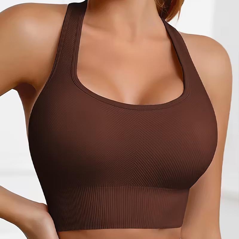Women's Racerback Sports Bra, Seamless High Support Workout Bra, Wirefree Padded Gym Yoga Bra for Fitness Running