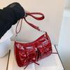Pleated Bowknot Crossbody Bag Solid Color Pu Dumpling Bag Portable Y2k Shoulder Bag  Dairy