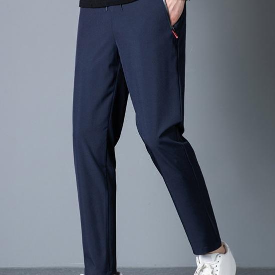 Pantaloni de costum pentru bărbați, largi, elastici, drepti, cu șnur, talie elastică, moale, respirabili, de culoare uni, pentru antrenament de gimnastică, pentru jogging, pantaloni de sport Ninth