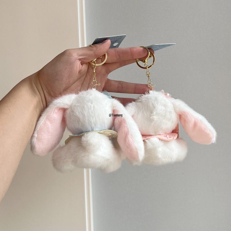 Vintage Bunny Plush Keychain - Adorable Bag Charm & Schoolbag Accessory