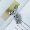Cute Flocking Animals Cartoon Cats Shape Keychain Resin Dolls Beads Pendant Diy Jewelry Schoolbag Garment Accessories