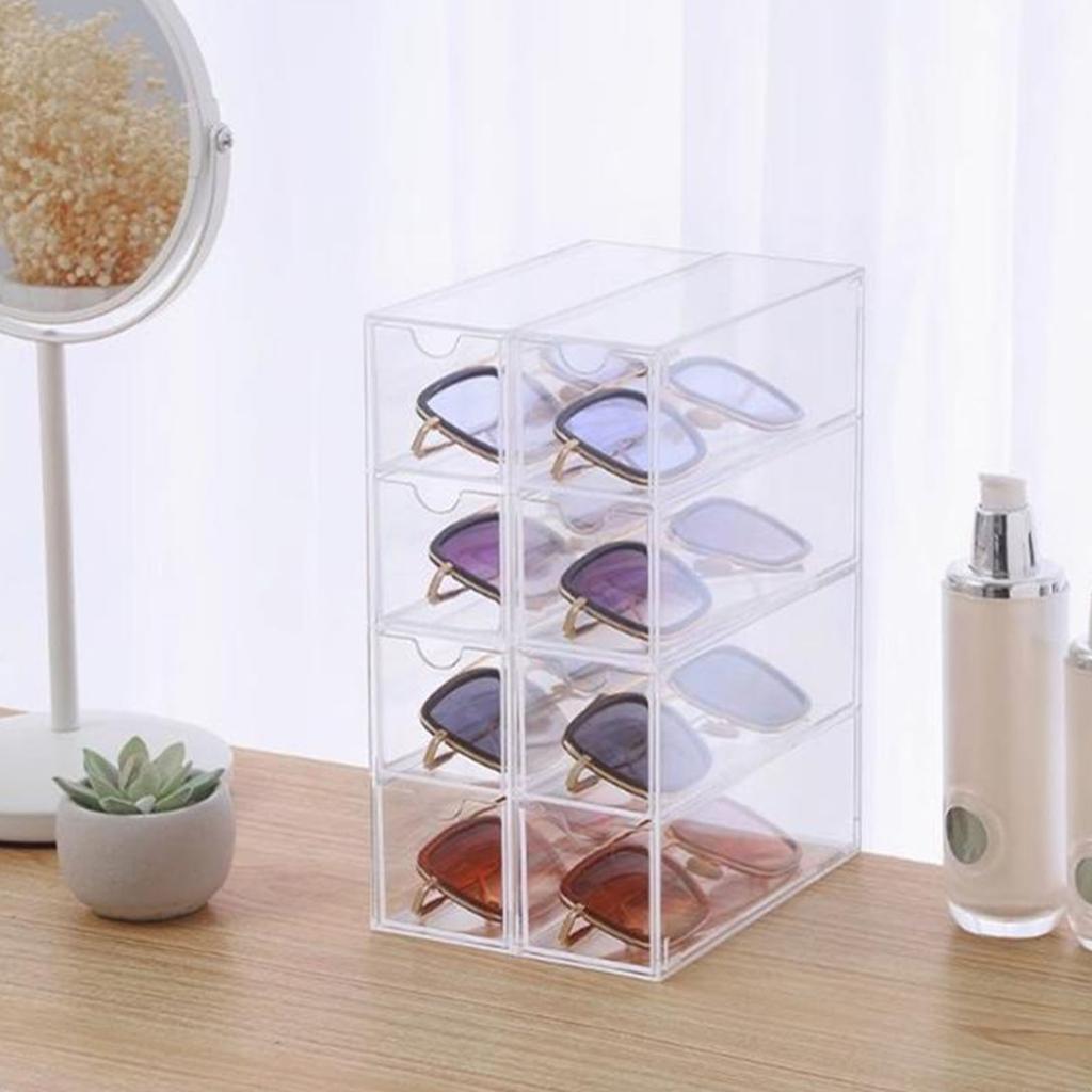Stackable Multiple Drawer Storage Case For Glasses Sunglasses Organization In Clear Acrylic Materials