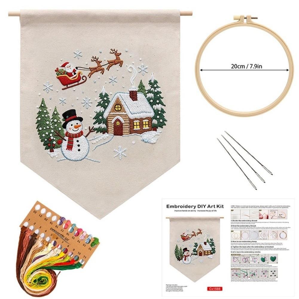 Santa Claus Christmas Embroidery Kit Handmade Xmas Embroidery Craft Set Cross Stitch Set Home