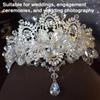 Crystals Bridal Headband with Forehead Chain Adjustable Wedding Crown/Ear Hangers Jewelry for Photography and Ceremony