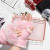 Warm Female Solid Color Thicken Fashion Accessories Plush Mittens Fingerless Gloves Elastic Gloves