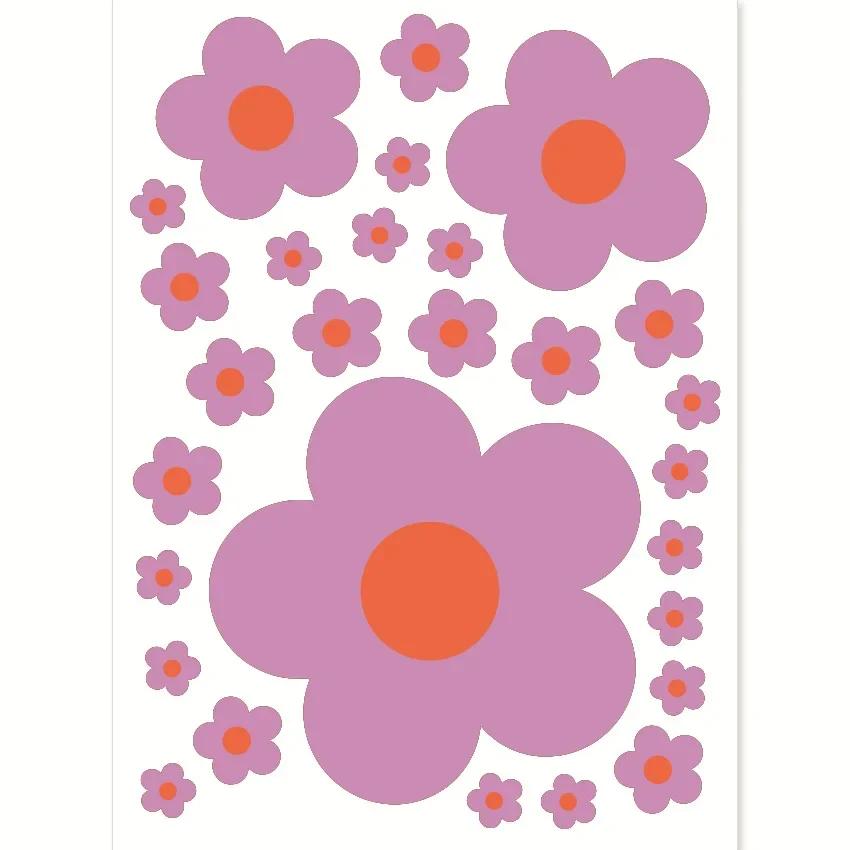 Colorful Flower Wall Sticker for Car Glass Baby Room Wall Decals Living Room Children Home Decor Bedroom Decoration 1Pcs Cartoon