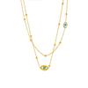 Gold Plated Stainless Steel Evil Eye Double Layer Satellite Chain Necklace for Women