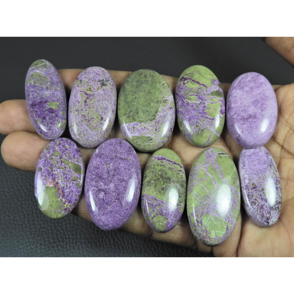 10Pcs Natural Stichtite Oval Shape Cabochon Loose Gemstone 335Cts. Lot C-2984
