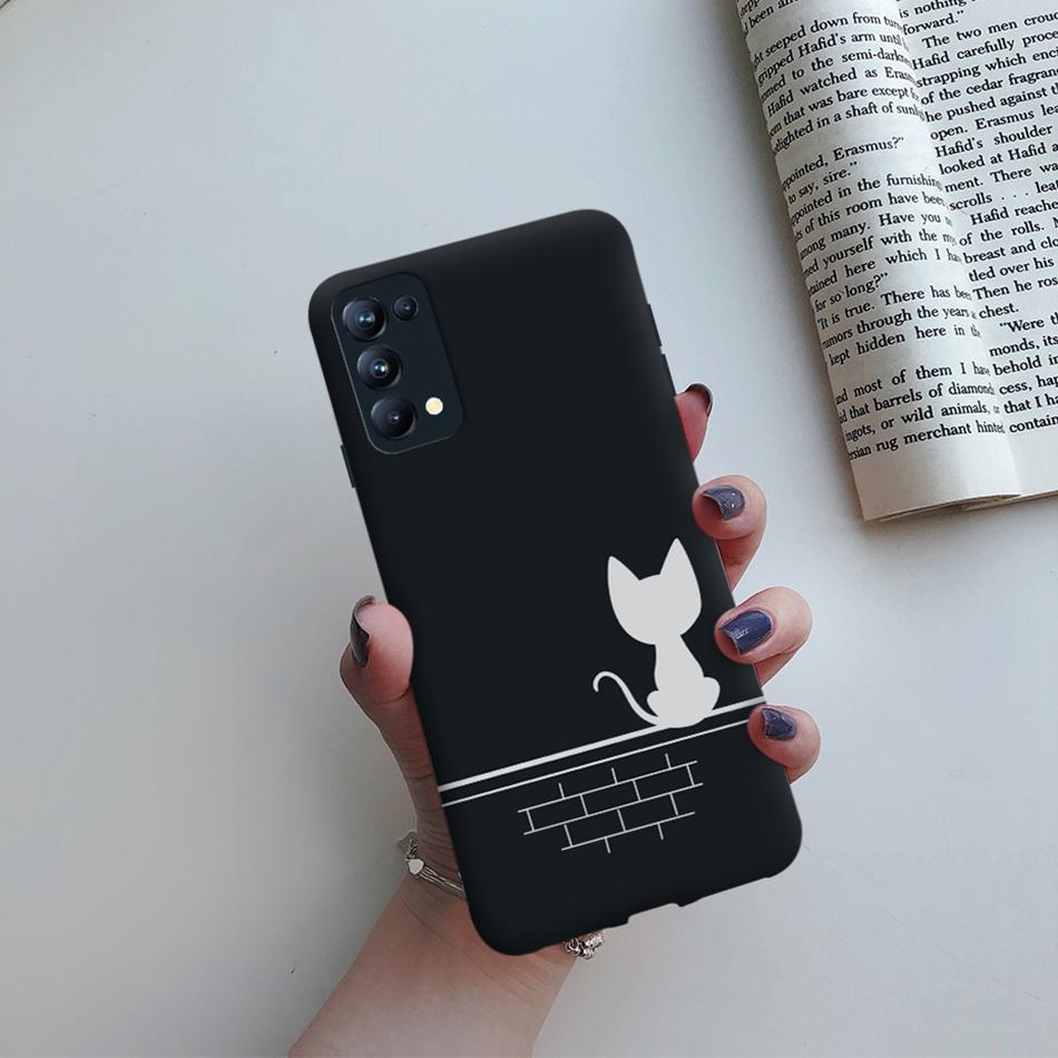 For Oppo Reno5 Pro Case Cute Cat Cactus Painted Soft Silicone Back Cover For Oppo Reno 4 5 Reno4 Reno5 Pro 5G Phone Cases Bumper