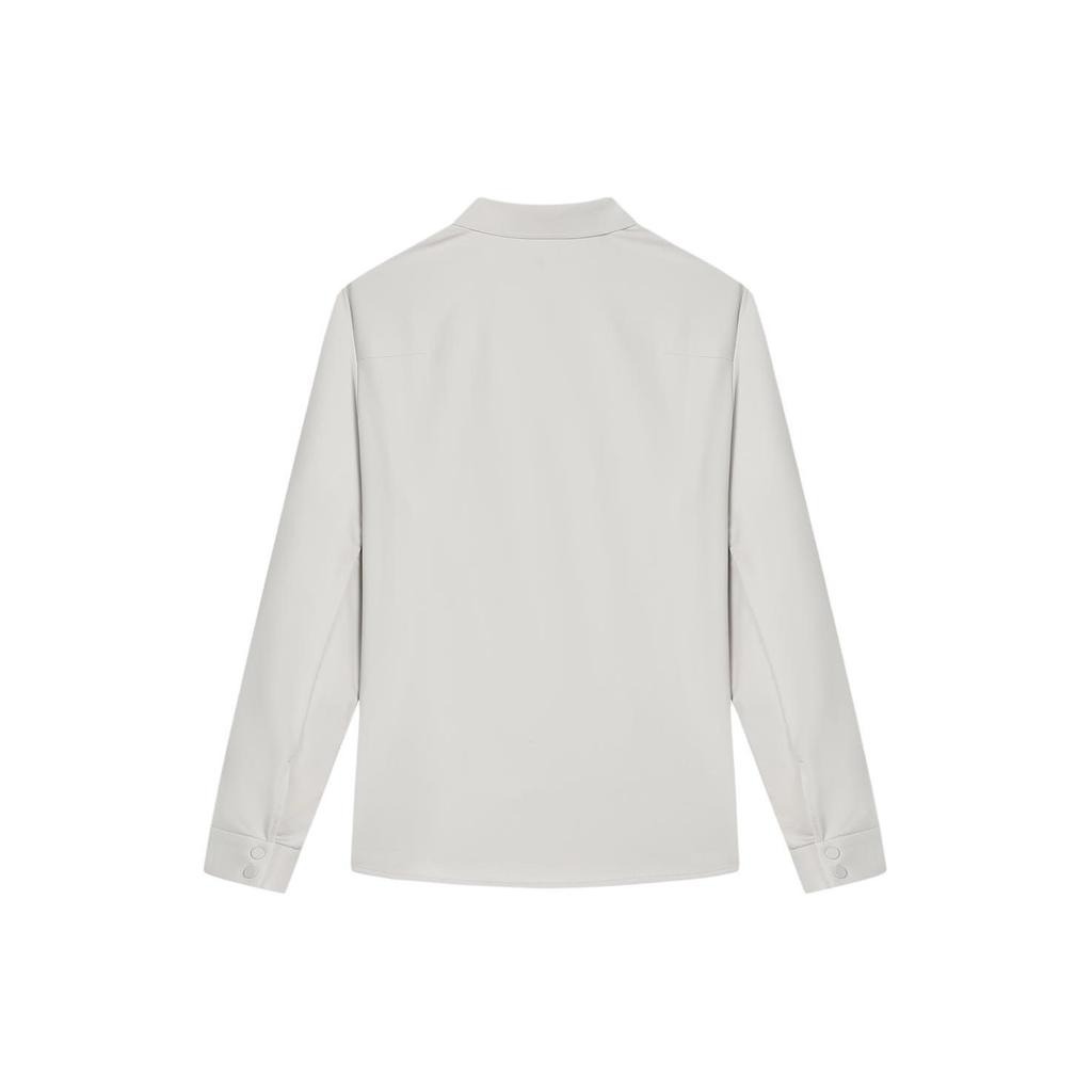 Fila Solid Color Square Collar Casual Woven Long Sleeve Shirt Men Shirts Cloud-Gray F11M412403F-GY