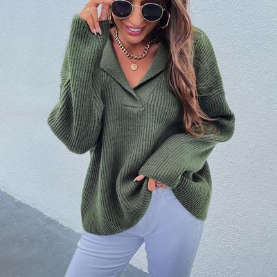 Women's Suit Collar Thickened Pullover Sweater Women's Autumn and Winter New Sweater