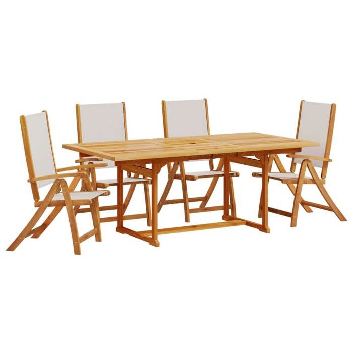 VidaXL Ensemble à manger de jardin 5pcs bois d'acacia solide textilène, ensemble à manger d'extérieur, meuble de salle à 3279288