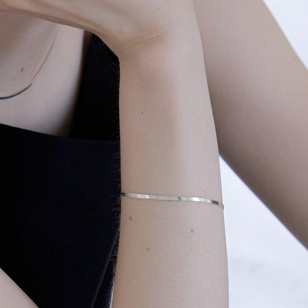 925 Silver Thin Flat Snake Chain Bracelet