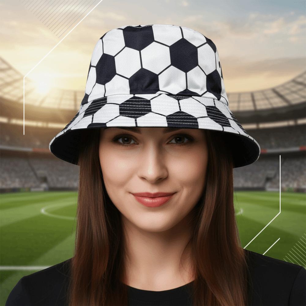 Folding Soccer Pattern Bucket Cap Breathable Football Fisherman Hat Football Events