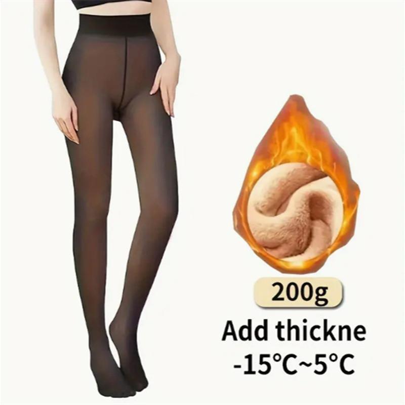 Woman Thermal Tights Sexy Translucent Fleece Leggings Pantyhose Slim Winter Warm Thick Velvet Stockings Female Streetwear Pants