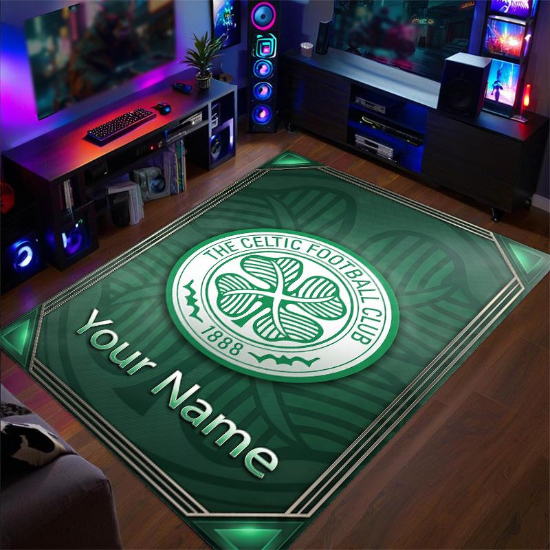 Crystal Velvet Rug Celtic FC Print Custom Name Text Floor Mat Home Decor