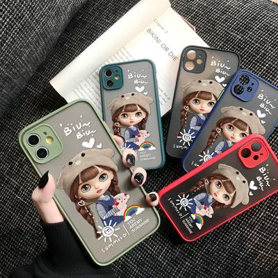 Niedliche Cartoon-Mädchen-Handyhülle für iPhone 14 13 12 11 Pro Max Samsung Galaxy S20 FE A52 S23 Infinix Slim Matte Back Cover Objektivschutzhüllen