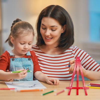 5 Adet Üçgen Şövale Mini Stand Çocuk Sanat Sergileme Küçük Çizim Şövası Parlak Renklerle 15,5 cm