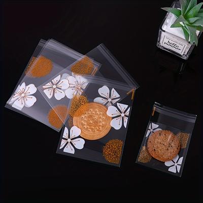 300 adet İki Boyutlu Kendinden Yapışkanlı Şeffaf Paketleme Poşeti, Ay Kek Bisküvi Poşeti, Atıştırmalık Gıda Kendinden Yapışkanlı Poşet Pişirme Kendinden Yapışkanlı Poşet