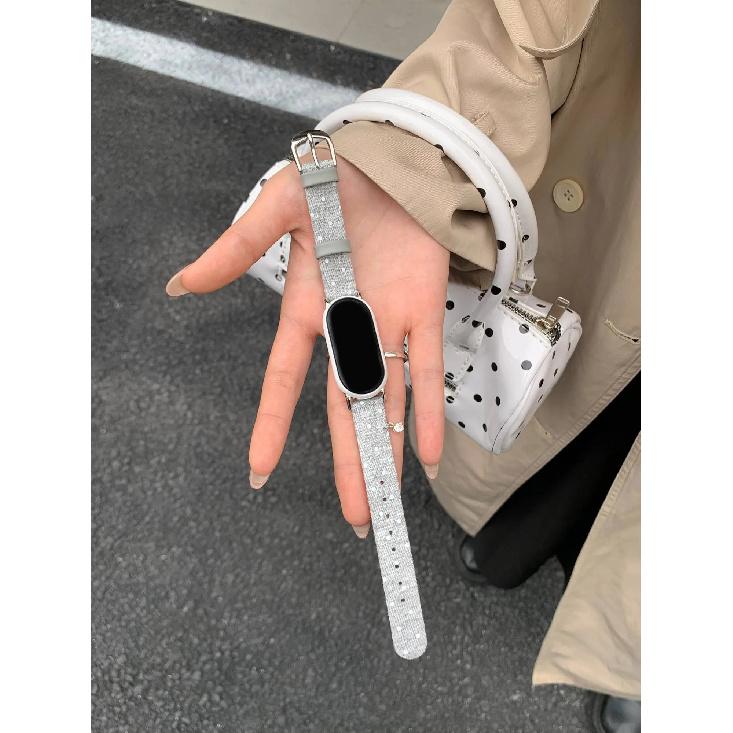 

New Fashion fine leather strap For XIAOMi Band 10 9 8 NFC women watch Wristband Accessories For XIAOMi Band 8 серый