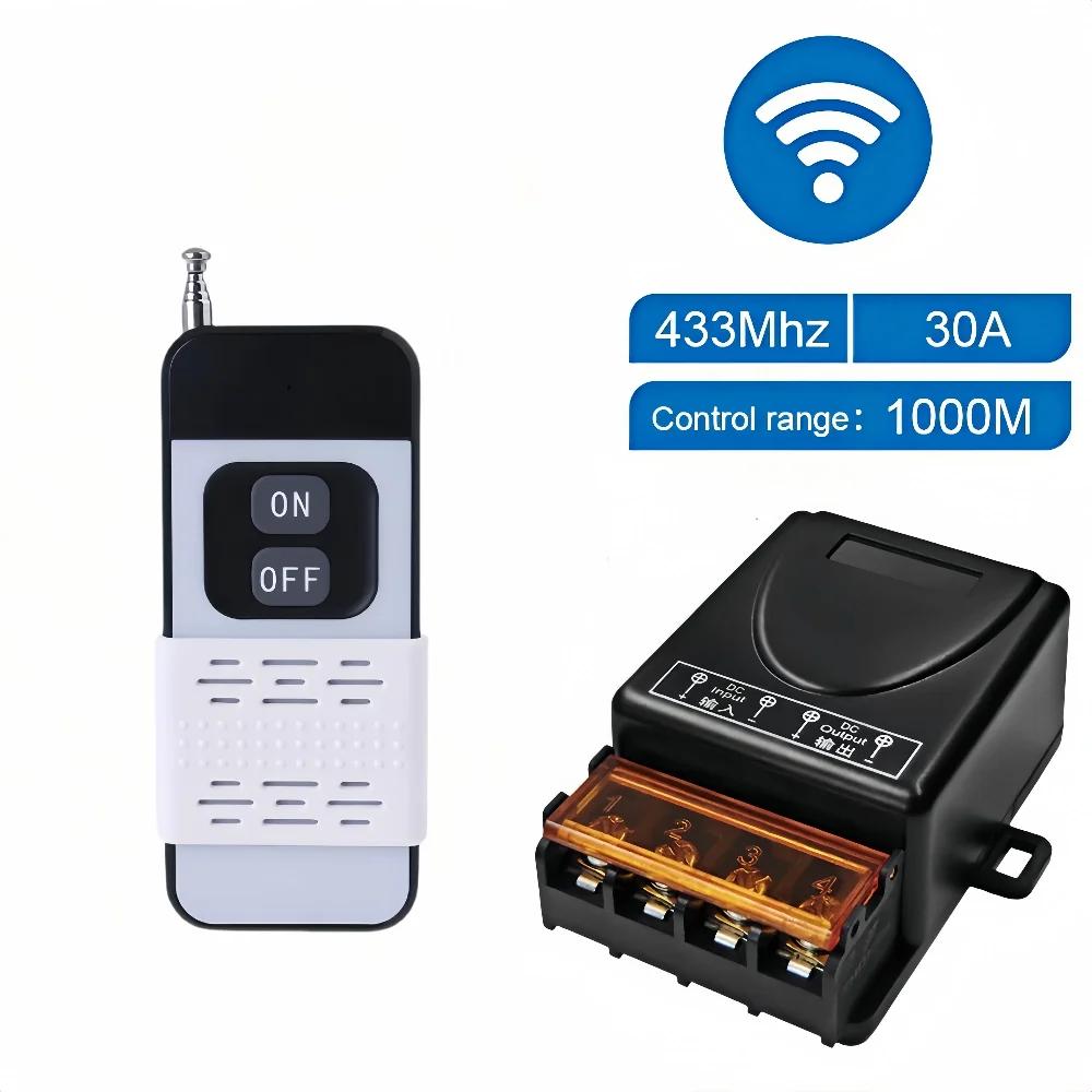 

Бездротовий перемикач дистанційного керування 433 МГц, приймач реле високої потужності DC 12V 24V 30A, 1000 метрів, дистанційне УВІМК/ВИМК для електричного пристрою срібні зелений колір