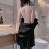 Summer Dress Long Pajama Womens Sleeved White Shirt Oversized Pajama Medium Length Ice Silk Shirt