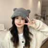 Autumn and winter new cute bear round ears wool hat women's headband hat showing a small face warm ear protection knitted hat
